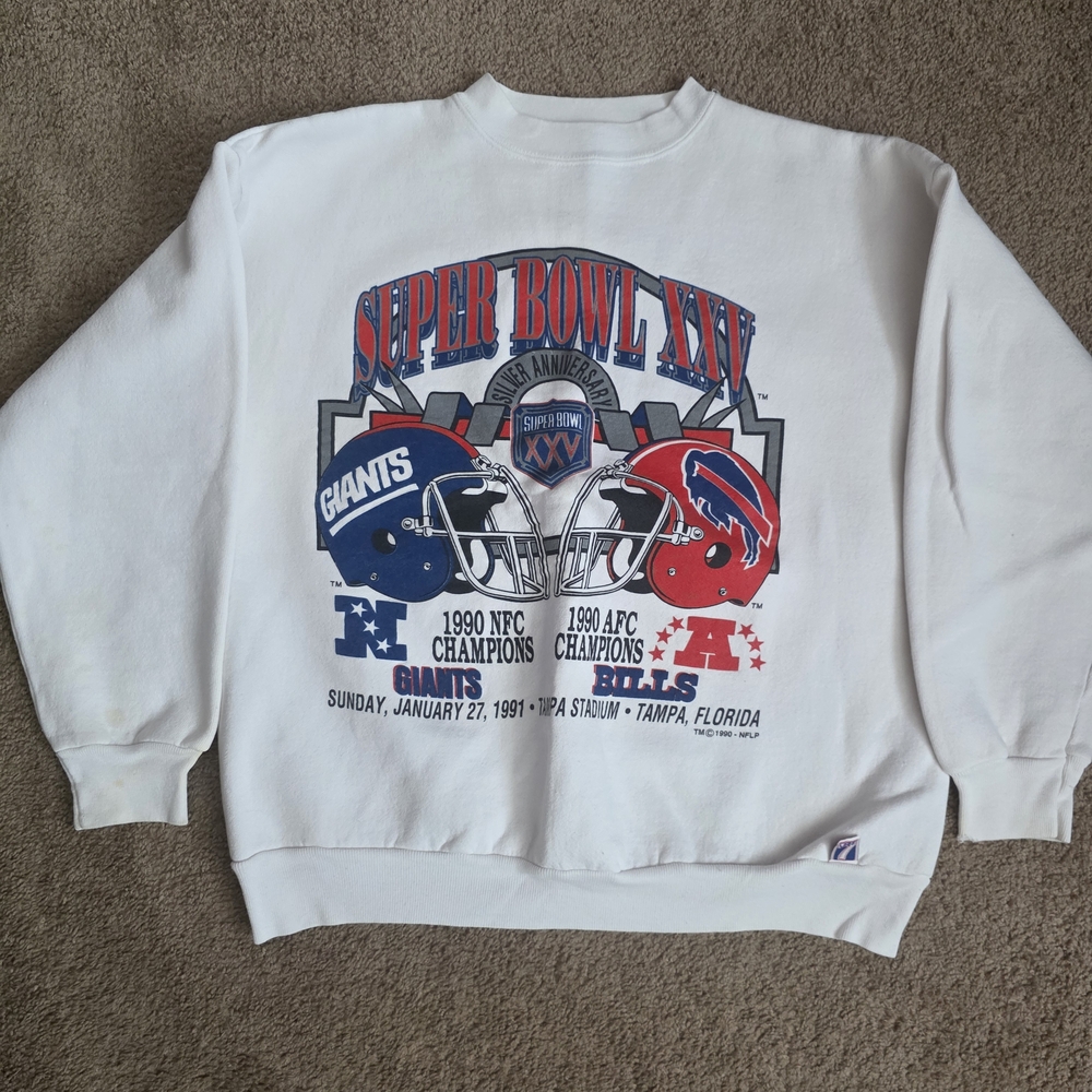 White Super Bowl XXV Sweatshirt